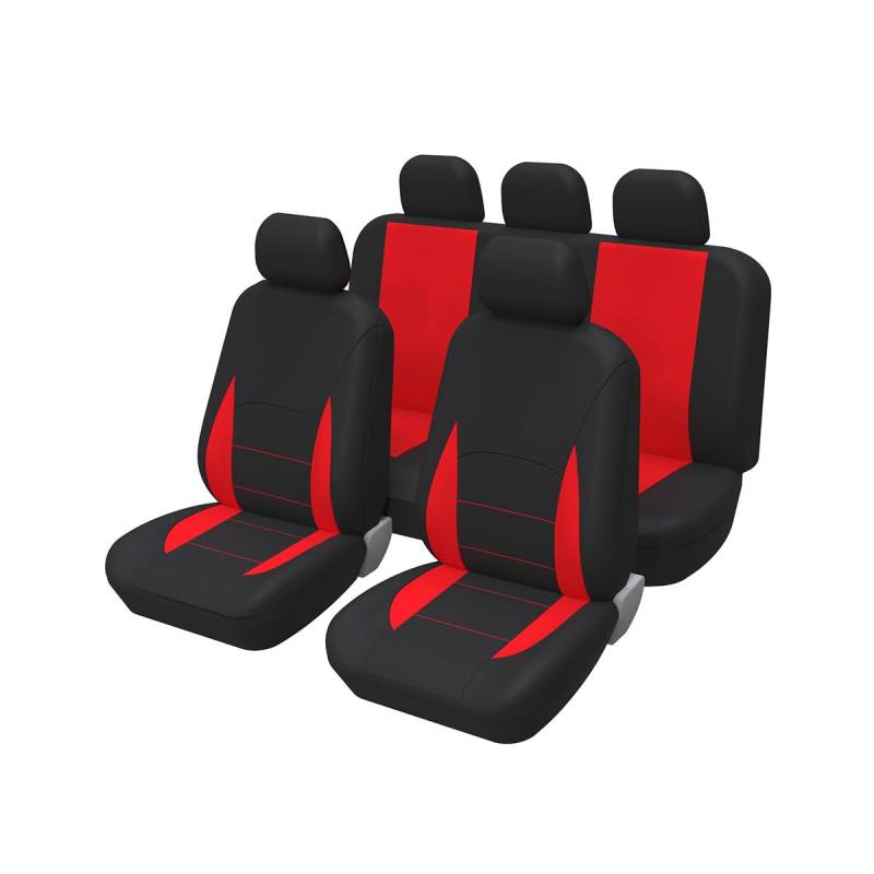 Adunsiaoto 5 Stück Universal Anti-Kratz Autositzbezüge, Universal Fit Full Set Autositz Protektoren, Einsetzbarer Sitzbezug Perfekter Schutz Für Die Meisten Autos Vans(Rot) von Adunsiaoto