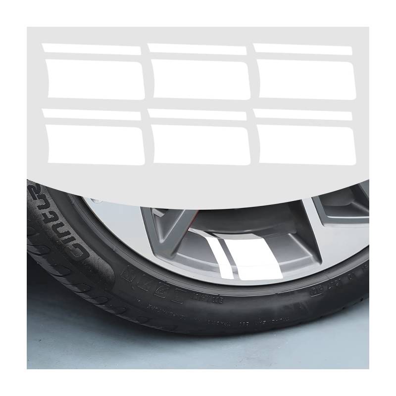Adunsiaoto 6 Stück Reflektierende Rad Felgenstreifen Aufkleber für Auto, Felgenstreifen Reflektierende Aufkleber für Auto, Reflektierende Felgen Aufkleber(Weiß) von Adunsiaoto