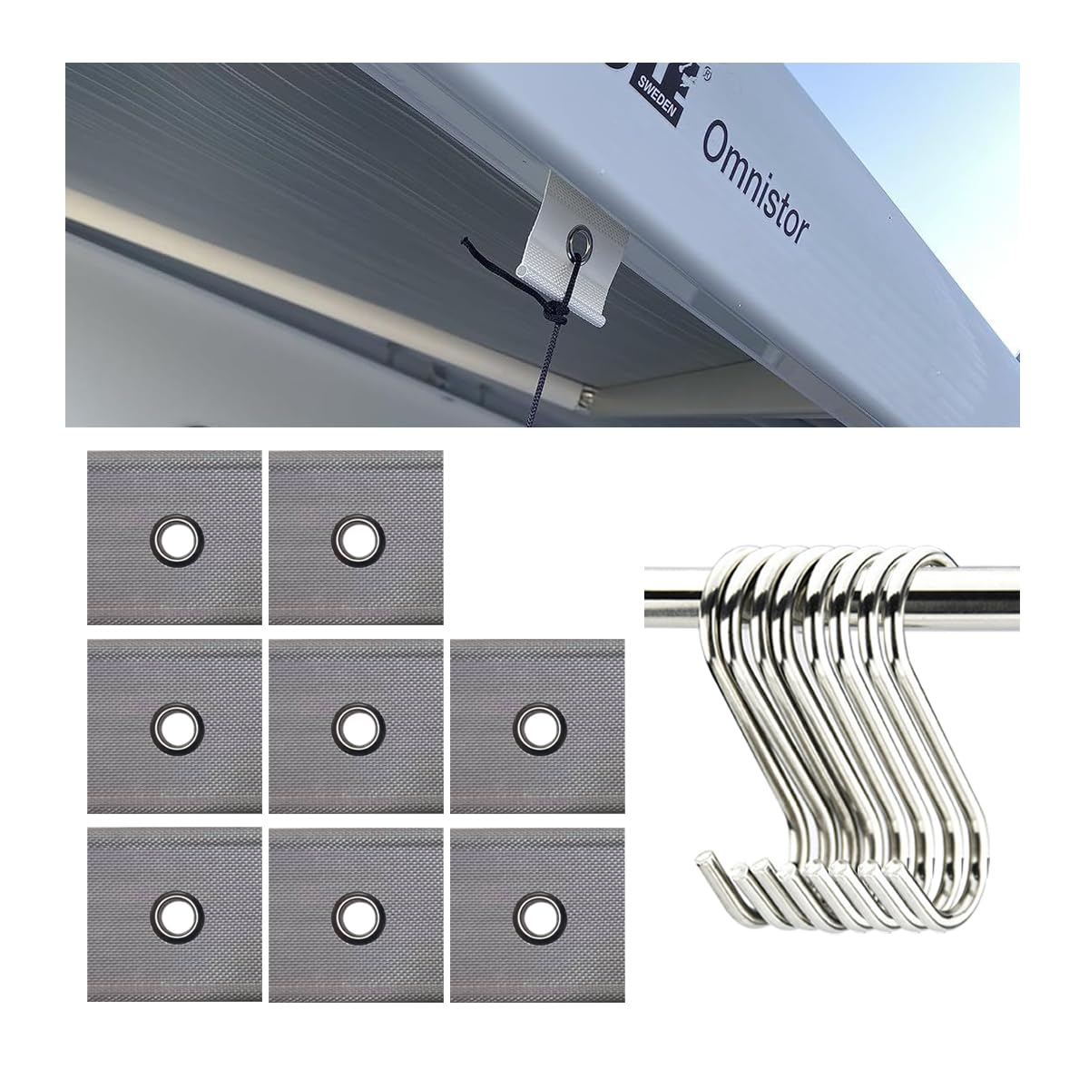 Adunsiaoto 8 Stück RV Markisenhaken, Tragbare Kederschiene Haken, Set Kederband Vorzeltkeder Markisenhaken Vorzelt Camping Wohnwagen, Kederöse Für Kederschiene 5/6mm - 7/8mm(Graumeliertes Weiß) von Adunsiaoto
