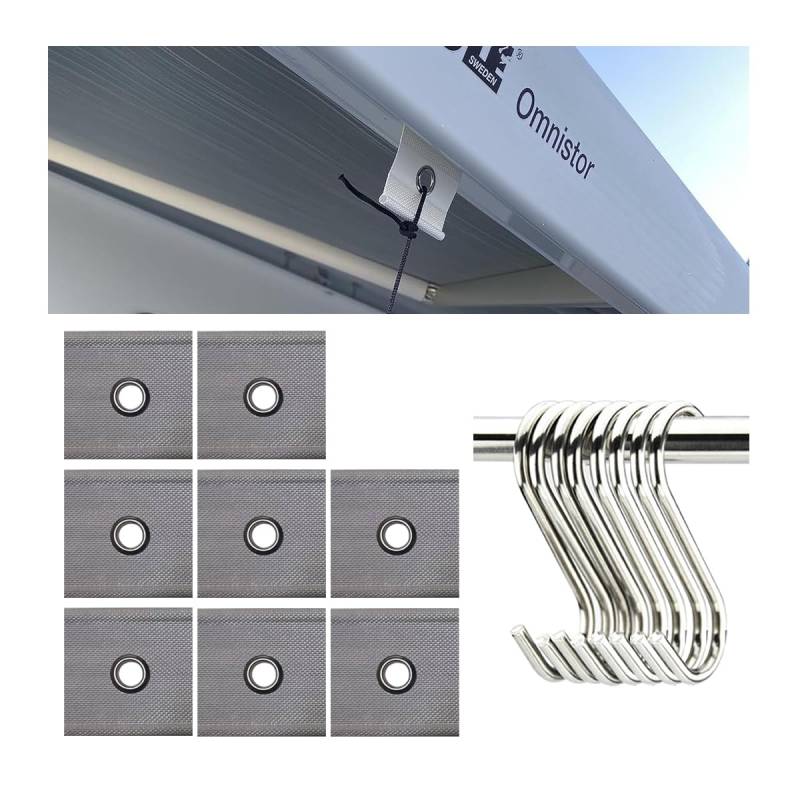 Adunsiaoto 8 Stück RV Markisenhaken, Tragbare Kederschiene Haken, Set Kederband Vorzeltkeder Markisenhaken Vorzelt Camping Wohnwagen, Kederöse Für Kederschiene 5/6mm - 7/8mm(Graumeliertes Weiß) von Adunsiaoto
