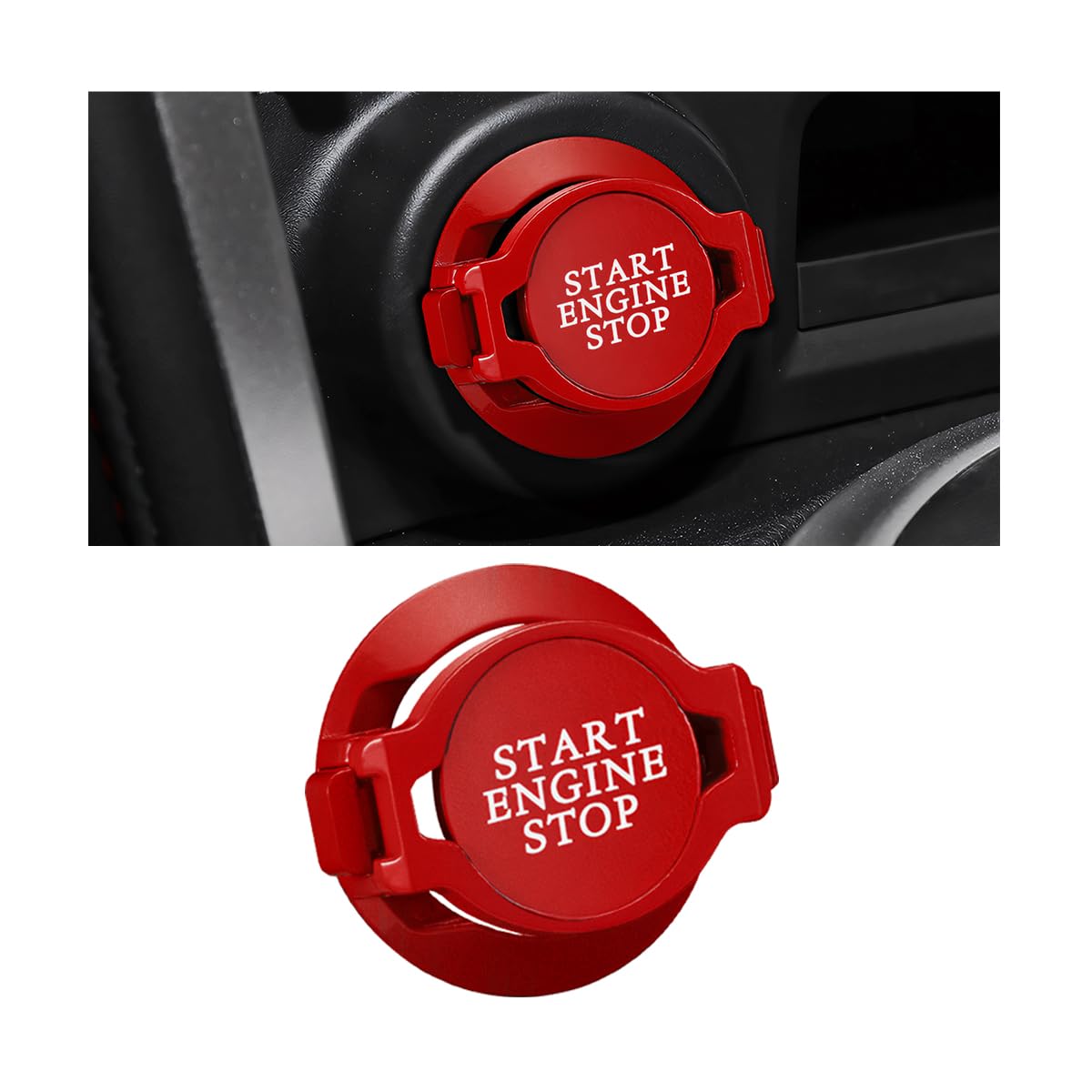 Adunsiaoto Auto Motor Push-to-Start-Zubehör, Auto-Zündknopf Schutzabdeckung, Abdeckung Push to Start Buttons Zündschutzhülle für Motor-Startknopf Universal Autozubehör(Rot1) von Adunsiaoto