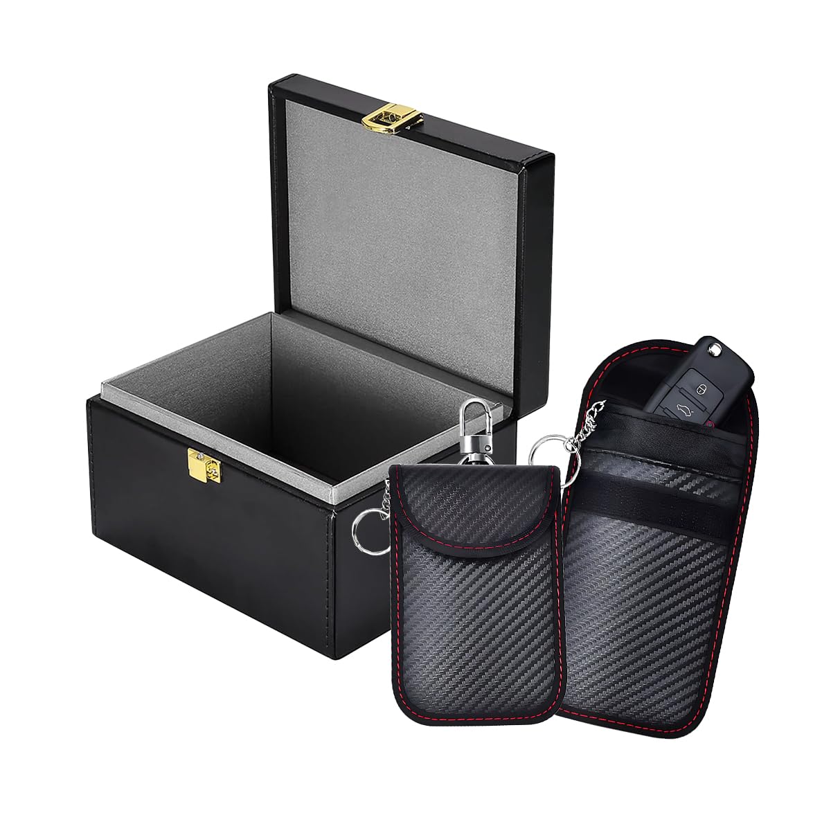 Adunsiaoto Autoschlüssel Box, Abschirmung Schlüsseltasche, RFID Autoschlüssel Schutz Tasche, Leder Anti-Diebstahl Schutz RFID Signal Blocking Box, Autoschlüssel Signalblocker & Pouches Value Bundle Adunsiaoto Autoschlüssel Box, Abschirmung Schlüsseltasche, RFID Autoschlüssel Schutz Tasche, Leder Anti-Diebstahl Schutz RFID Signal Blocking Box, Autoschlüssel Signalblocker & Pouches Value Bundle von Adunsiaoto