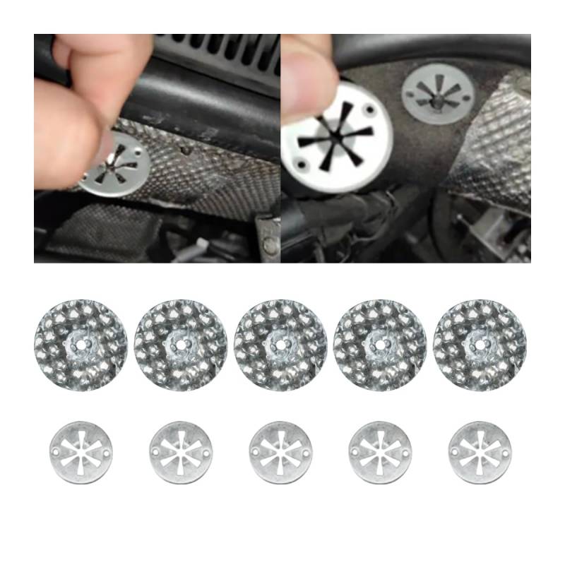 Adunsiaoto Hitzeschutzplatte Reparatursatz FürAuto, Auto Hitzeschild Schutzplatte, Reparatursatz Spannscheiben Hitzeschutzplatte, Hitzeschutzplatten Aus, Metall Klemmscheibe Wärmeschutzplatte von Adunsiaoto