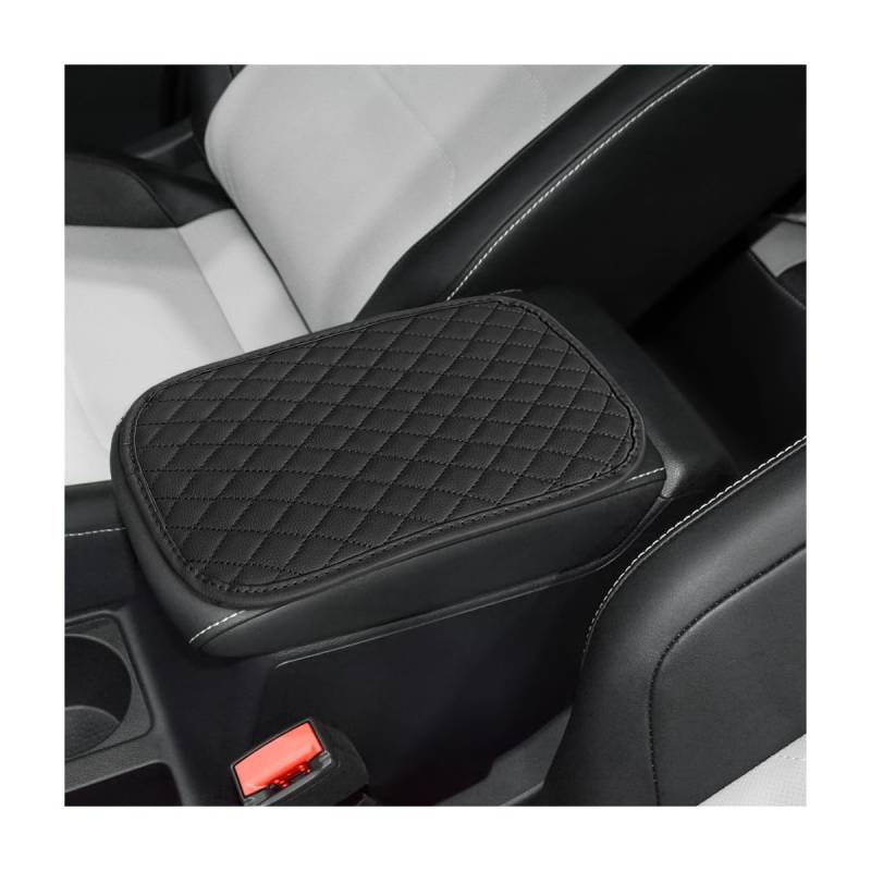Adunsiaoto Leder Auto Mitte Konsole Abdeckung, Auto Mitte Konsole Kissen Pad, Komfort Anti-Rutsch Armlehne Box Matte, Leder Armlehne Pad Für Fahrzeuge SUV LKW(Schwarz) von Adunsiaoto