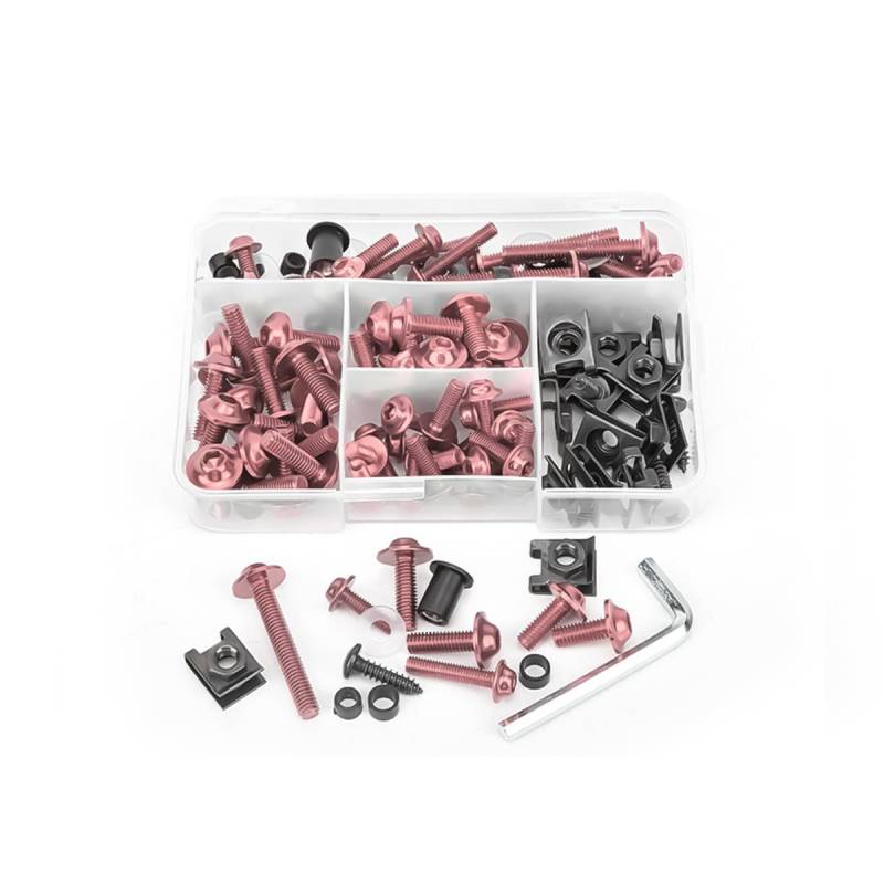 Adunsiaoto Motorradverkleidungs Schrauben Set Motorrad, Verkleidung Windschutzscheibe Schrauben, Motorrad Verkleidung Schraubens Kit Schrauben Mutter, Motorrad-Verkleidungsschrauben(Rosa) von Adunsiaoto