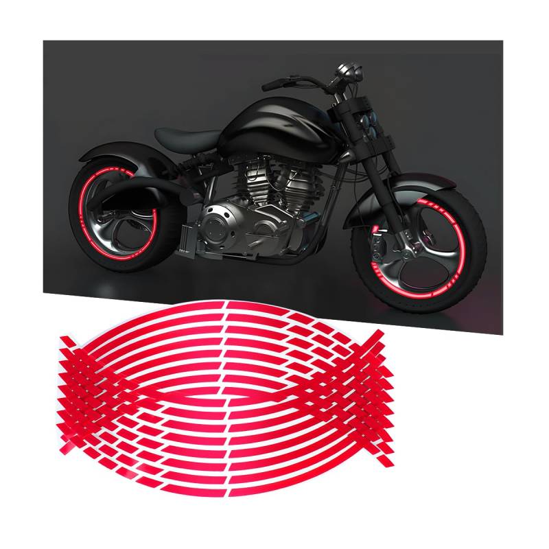 Adunsiaoto Reflektierende Radaufkleber Für Motorräder, Rad Aufkleber Reflektierende Autoaufkleber, Aufkleber Für Motorradreifen Hub Applikationen Schmücken(Rot) von Adunsiaoto
