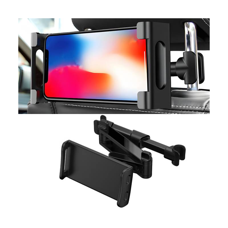 Adunsiaoto Tablet Halterung Auto, Ausziehbare Kfz, Kopfstützenhalterung Tablet Halter Kopfstütze, Universal Tablet Kopfstützenhalter, Kfz Kopfstütze Tablets Halterung 360° Drehung(Schwarz Einziehbar) von Adunsiaoto