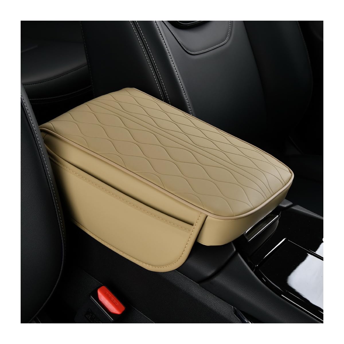 Adunsiaoto Universal Auto Armlehnenerhöhung, Automobile Armlehne Kissen Memory Foam Mittelkonsole Abdeckung, Leder Armlehne Kasten Zubehör Für Fahrzeuge(Beige) von Adunsiaoto