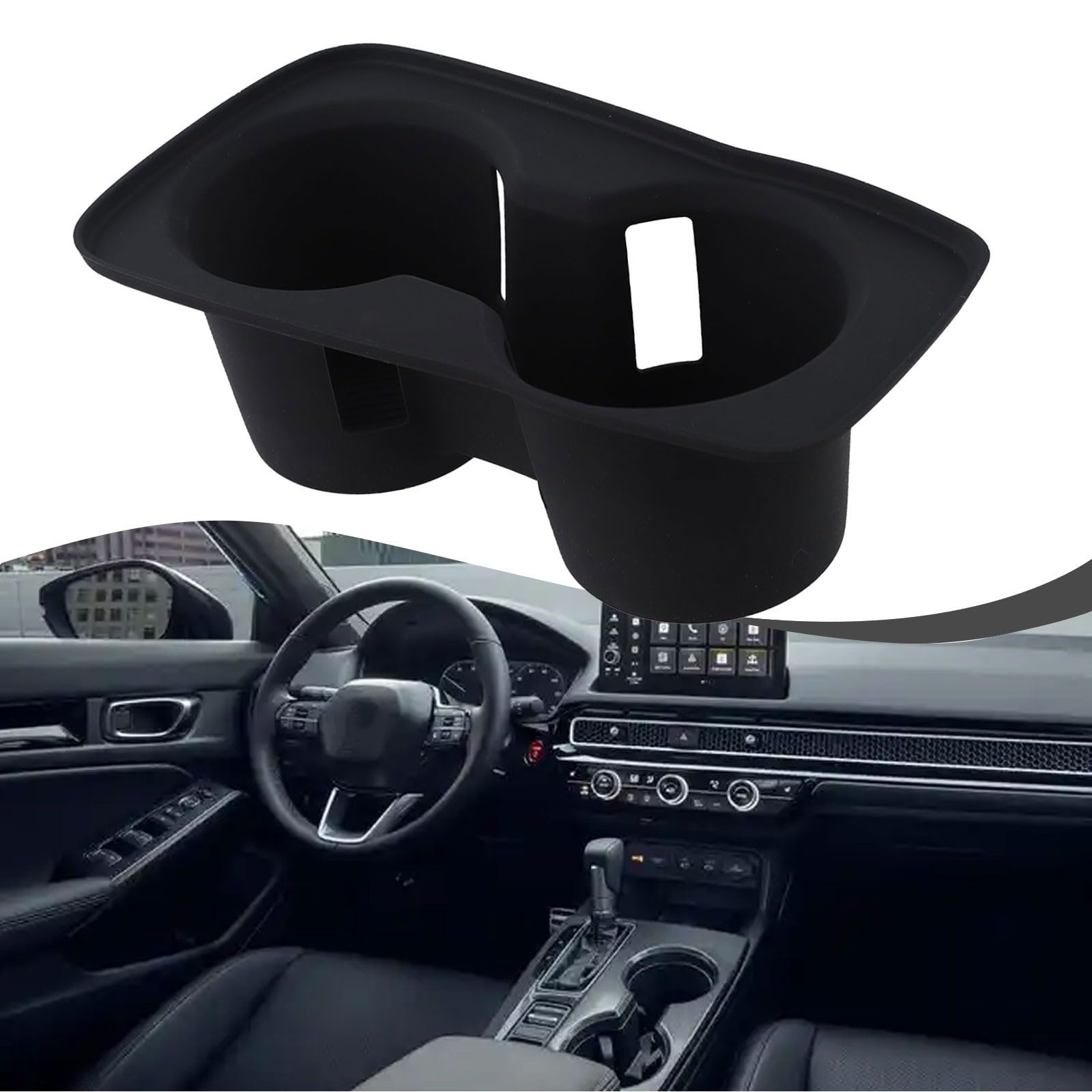 Advokingtap Aufbewahrungsbox für die Mittelkonsole mit Getränkehalter, Silikon-Innenorganizer, für Honda Civic FL5 2022–2025, direkter Ersatz Advokingtap Aufbewahrungsbox für die Mittelkonsole mit Getränkehalter, Silikon-Innenorganizer, für Honda Civic FL5 2022–2025, direkter Ersatz von Advokingtap