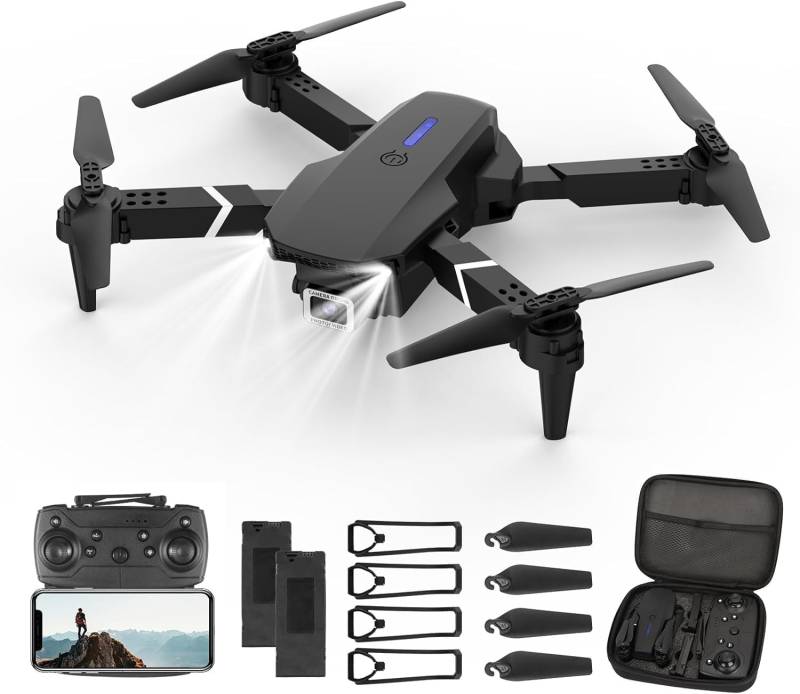 Drohne mit Kamera HD 4K,RC Faltbare FPV WiFi Live Ãœbertragung Drohne für Kinder Anfänger,2 Akku Lange Flugzeit,Headless Modus,Flugbahnflug,Hindernisvermeidung,One Key Start/Landen,Headless Modus-A4 von Aenxwa