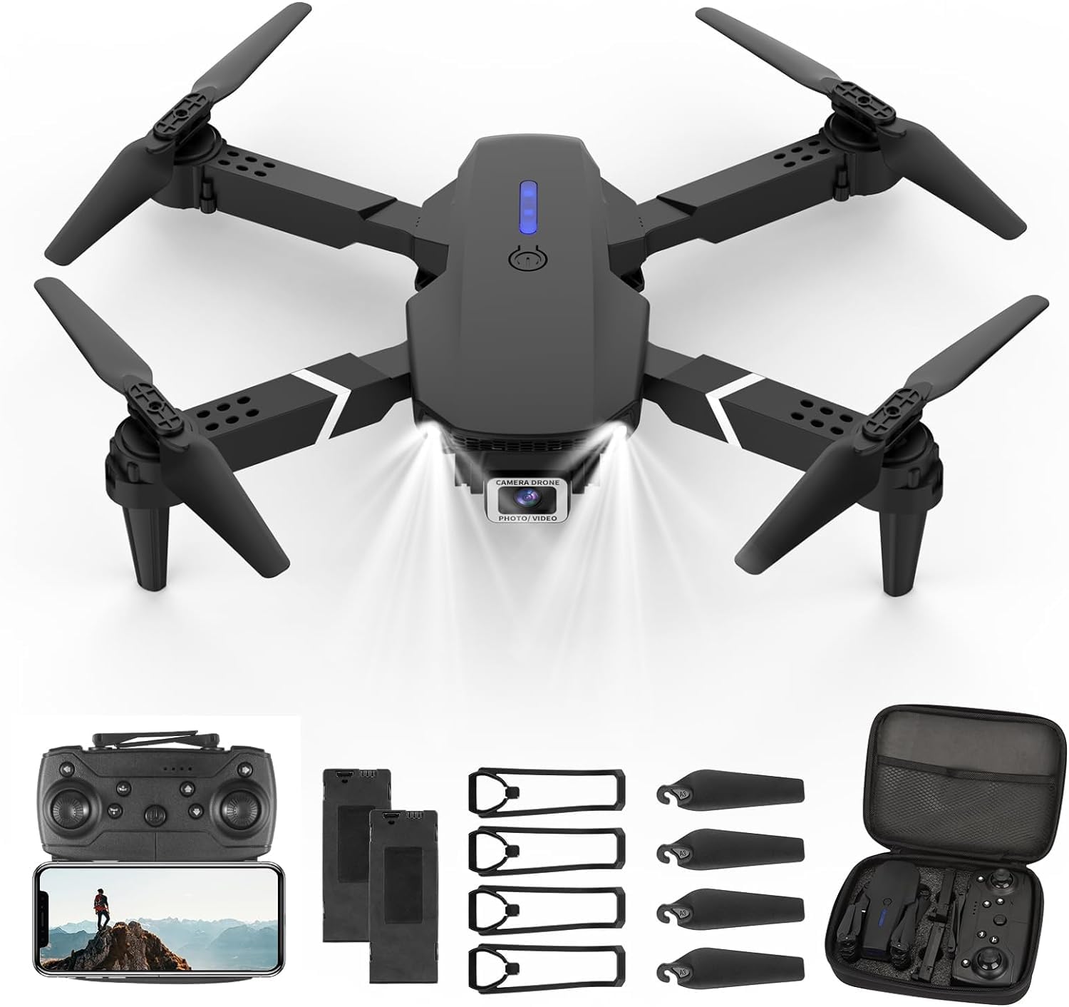 Drohne mit Kamera HD 4K,RC Faltbare FPV WiFi Live Übertragung Drohne für Kinder Anfänger,2 Akku Lange Flugzeit,Headless Modus,Flugbahnflug,Hindernisvermeidung,One Key Start/Landen,Headless Modus-B1 Drohne mit Kamera HD 4K,RC Faltbare FPV WiFi Live Übertragung Drohne für Kinder Anfänger,2 Akku Lange Flugzeit,Headless Modus,Flugbahnflug,Hindernisvermeidung,One Key Start/Landen,Headless Modus-B1 von Aenxwa