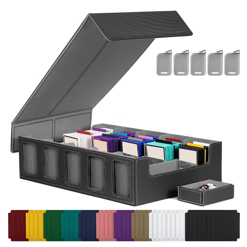 Afforstyle Sammelkarten-Aufbewahrungsbox mit, 5-Reihige Kartenspielbox mit Abnehmbarem Deckel, Kartenspielbox für Spiel- und Sportkarten, Schwarz+ Afforstyle Sammelkarten-Aufbewahrungsbox mit, 5-Reihige Kartenspielbox mit Abnehmbarem Deckel, Kartenspielbox für Spiel- und Sportkarten, Schwarz+ von Afforstyle