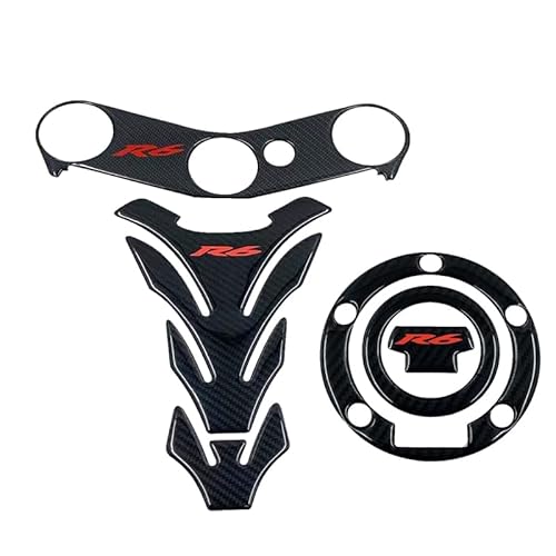 Tank pad Protector Carbon Motorrad Aufkleber Pad Gabelbrücke Obere Front End Auto Aufkleber Aufkleber Für YA&MAHA YZF-R6 YZF R6 YZFR6 2006-2016 (Color : F) von Aflytep