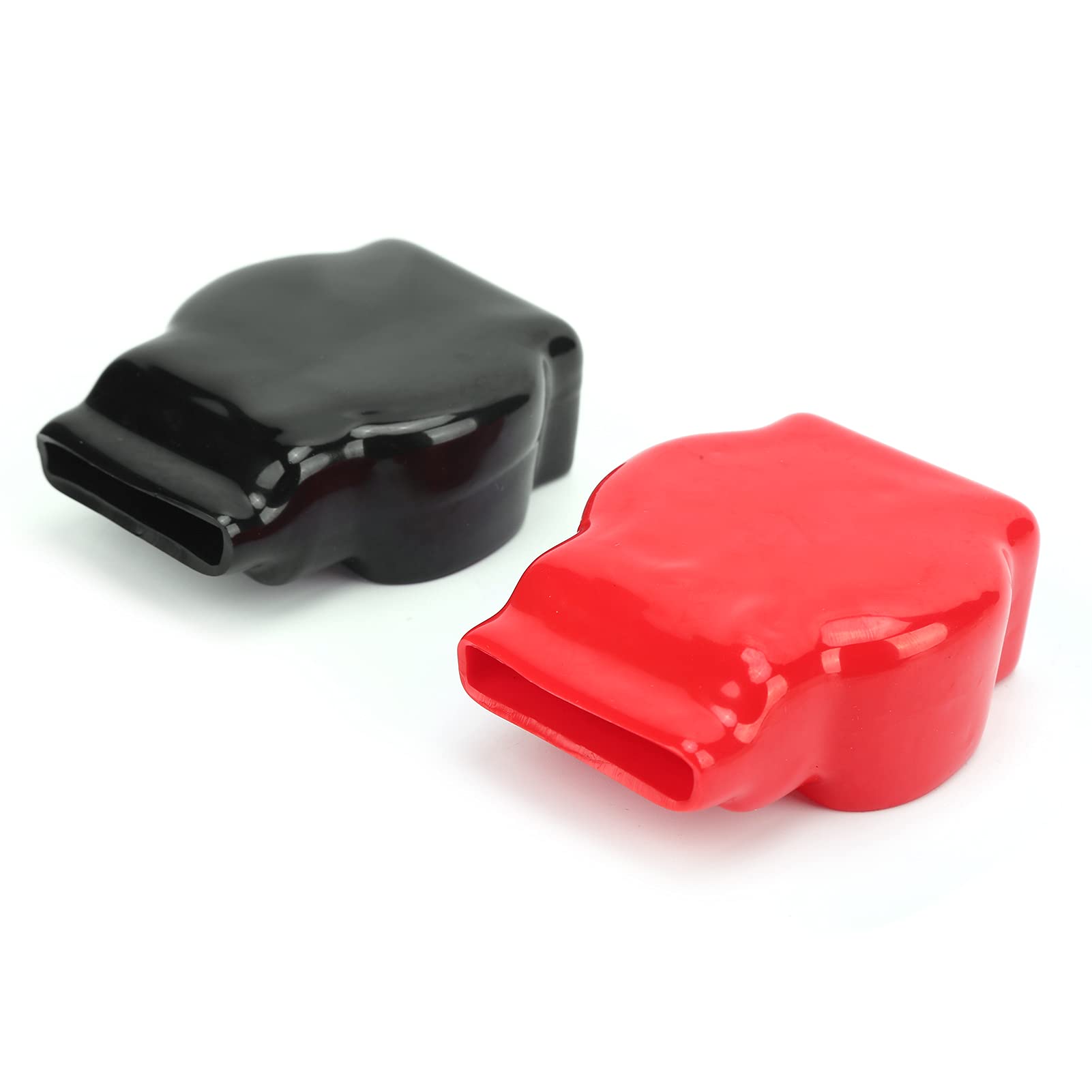 2 Stück Batteriepolabdeckungen, rot und schwarz, universell isoliert, positiv, negativ, Schutzkappen für obere Pfosten, für Auto, Motorrad, Boot von Agatige