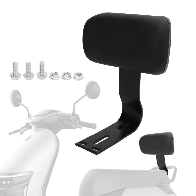 Elektrofahrräder Rückenlehne, 19x10,2cm Hinten Rückenlehnenpolster mit Metallstütze Universal Schwarz Leder Elektrofahrrad Hintere Beifahrer Rückenlehne für E-Bike Anlehnsäule Rückenlehnen Pad Ersatz von Agatige