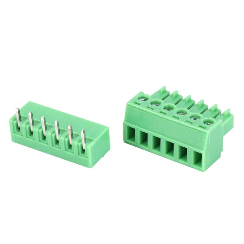 PCB Schraubklemmen, Pitch PCB Schraubklemmenblock, Screw Terminal Block, Schraubklemme Steckverbinder, 10 Paar 6-poliger Anschluss 15EDG 3,81 mm Stecker Steckerbuchsen Steckbare Klemmen von Agatige