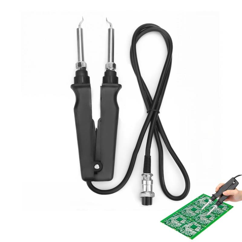 Lötkolben Set, Kabelloser Lötkolben, Digitale Pinzette, Lötkolben-Pinzette, SMD-Nacharbeitsstation, 220 V 60 W Eisen 200–480 ℃ Entlöten Doppelrohr-Heizung Keramik-Heizelement, Lötpinzetten-Stil von Agatige