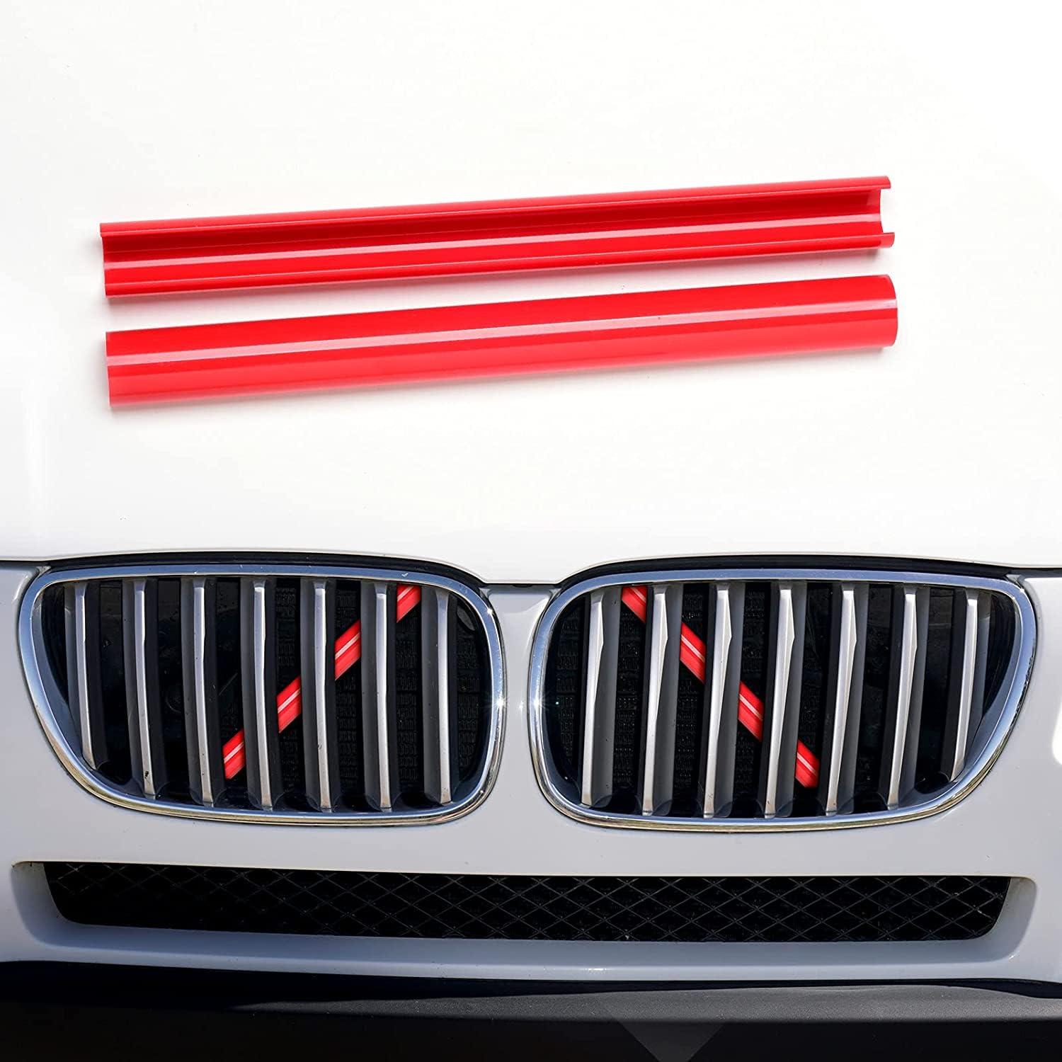 AggAuto 1 Paar Front-Kühlergrille Einsätze, Grill Inserts, Kühlergrillstreifen für BMW X3 F25 G01, BMW X4 G02, BMW X5 G05(Rot) von AggAuto