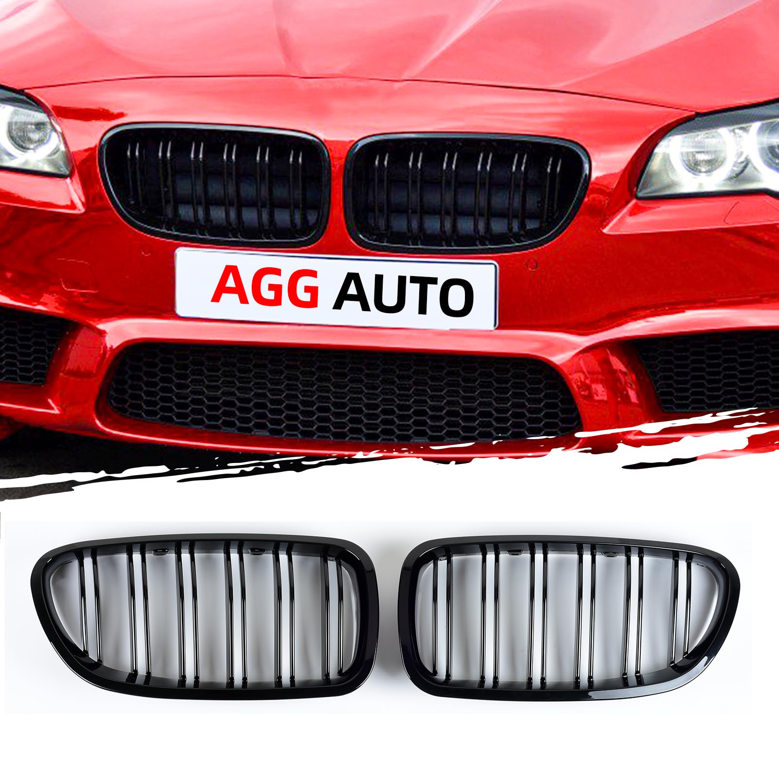 AggAuto Glänzend Schwarz Kühlergrill, Front Nieren 6-Doppelstab für BMW Serie 5, F10/F11, 2010-2016, 2011-2016 AggAuto Glänzend Schwarz Kühlergrill, Front Nieren 6-Doppelstab für BMW Serie 5, F10/F11, 2010-2016, 2011-2016 von AggAuto