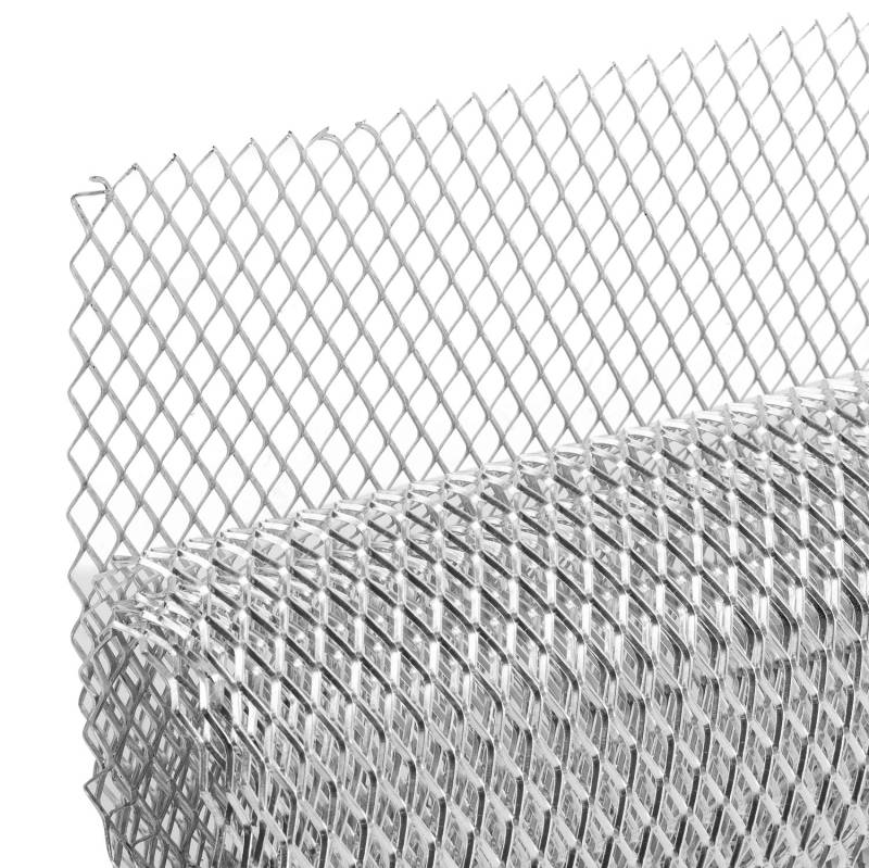 AggAuto 100 x 33 cm, silberfarben, Renngitter, Größe des Rautenlochs 6 x 12 mm, Gitter aus Aluminium, Universal-Kühlergrill für Auto von AggAuto