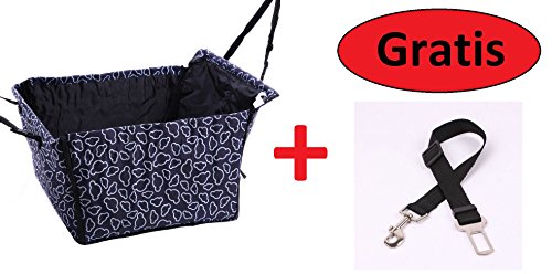 Hundebox faltbar 60x50x35 cm + Sicherheitsgurt | Hunde-Autositz hält Sitz sauber | Autoschondecke passend für Rückbank | Hundetransport im Auto blau wölkchen by AGIA TEX Germany von AGIA TEX Germany