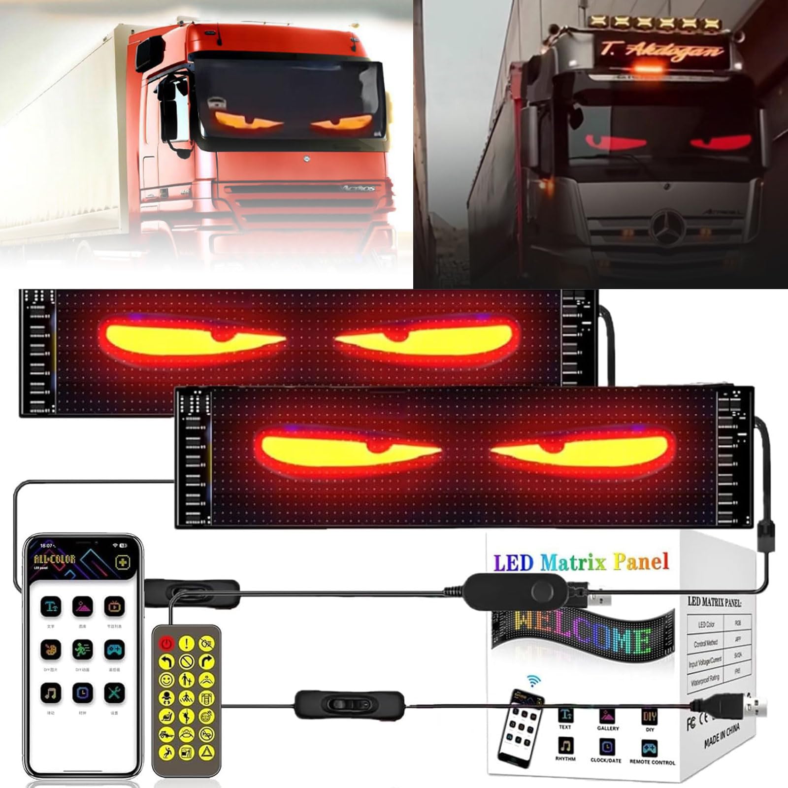 2er Devil Eyes Light For Cars Led Augen für Lkw,Devil Eyes Licht für Auto und LKW, Colorful Eye Lamp Soft Screen for Car Window, Programmierbares Flex-Auto-LED-Display 102 * 348mm 2er Devil Eyes Light For Cars Led Augen für Lkw,Devil Eyes Licht für Auto und LKW, Colorful Eye Lamp Soft Screen for Car Window, Programmierbares Flex-Auto-LED-Display 102 * 348mm von Agrdeed