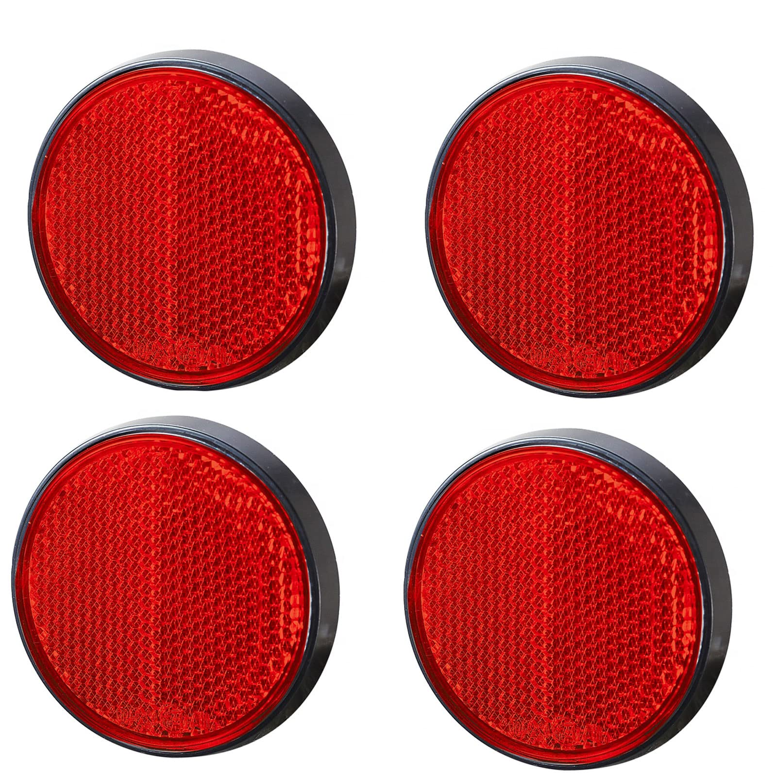 AGRISHOP 4Stück Reflektor Rückstrahler Runden Φ60mm Rot RearRückseite Anhänger KatzenaugeSeitenstrahler Reflektor Selbstklebend für LKW PKW Trailer Wohnwagen mit E-Prüfzeichen（Rot-4Stück） von AGRISHOP