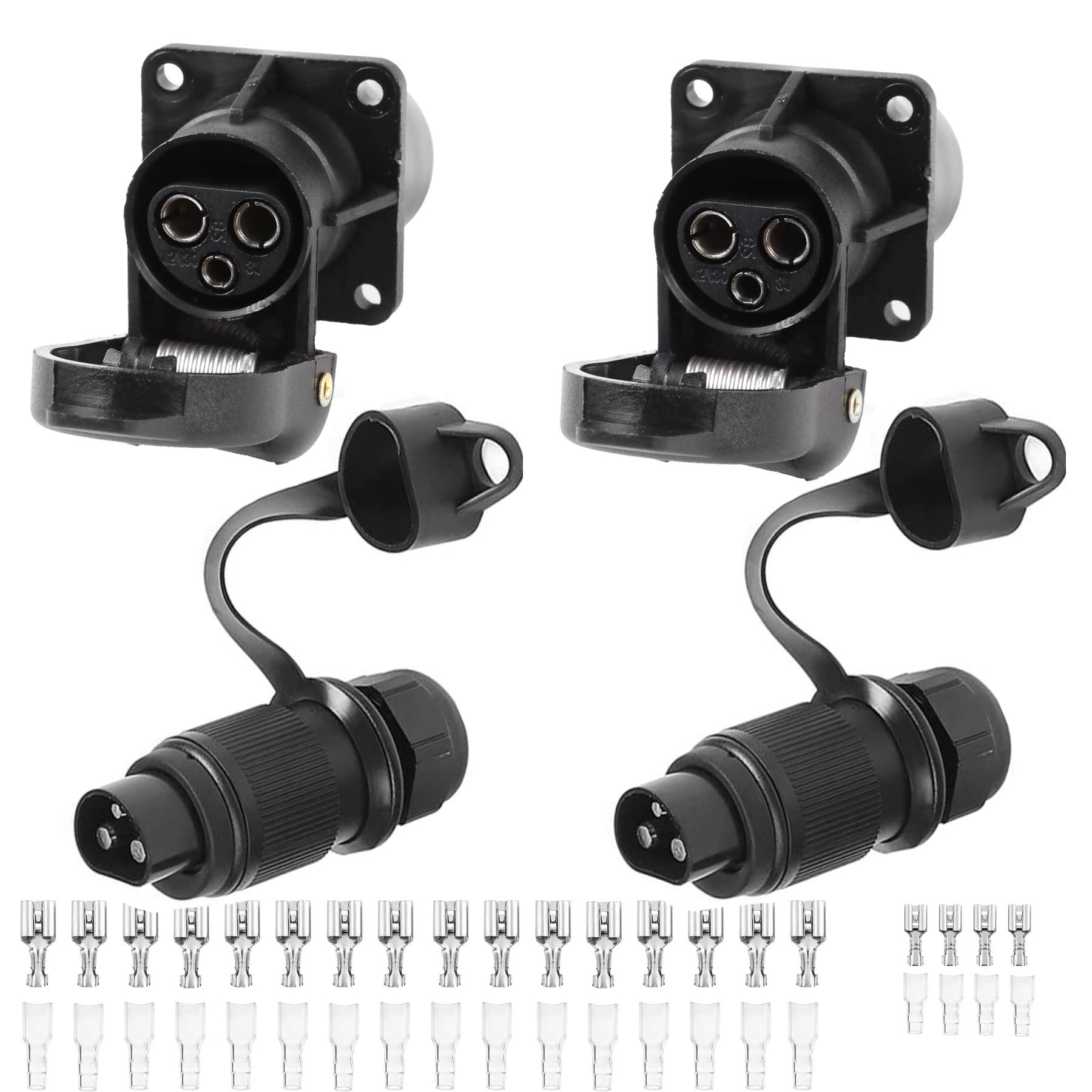 AGRISHOP 2Stück Anhänger Stecker 3polig 12v 24v und 2Stück Steckdose 3-Polig,3Poliger Stecker Steckdose Traktor Wasserfester Steckdose Stecker 3polig LKW mit Isolierhülse Draht Crimpklemmenblock AGRISHOP 2Stück Anhänger Stecker 3polig 12v 24v und 2Stück Steckdose 3-Polig,3Poliger Stecker Steckdose Traktor Wasserfester Steckdose Stecker 3polig LKW mit Isolierhülse Draht Crimpklemmenblock von AGRISHOP