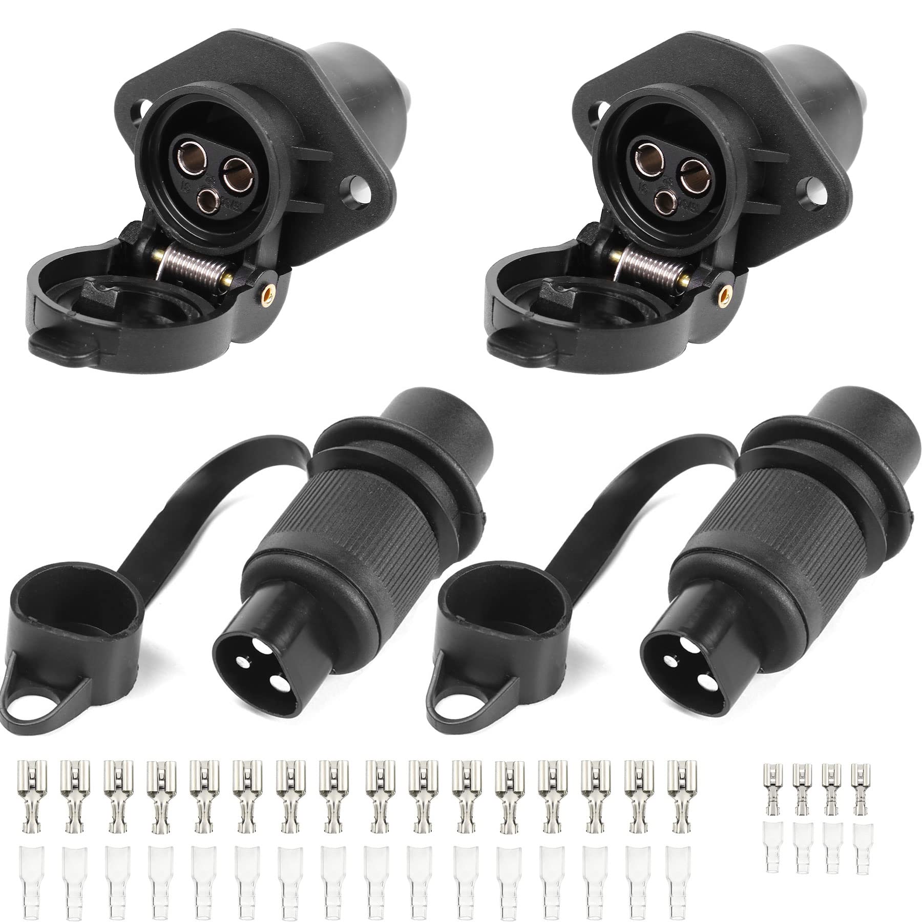 AGRISHOP 2Stück Anhänger Stecker 3polig 12v 24v und 2Stück Steckdose 3-Polig,Wasserfester Traktor Steckdose Stecker 3 polig für LKW RV PKW KFZ,Stecker 3 polig mit Isolierhülse Draht Crimpklemmenblock AGRISHOP 2Stück Anhänger Stecker 3polig 12v 24v und 2Stück Steckdose 3-Polig,Wasserfester Traktor Steckdose Stecker 3 polig für LKW RV PKW KFZ,Stecker 3 polig mit Isolierhülse Draht Crimpklemmenblock von AGRISHOP