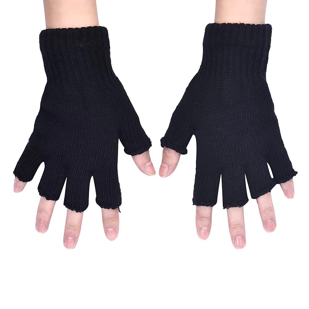 Ahagogo Stretch Warm Herren Fingerlose Schwarze Halbstrickhandschuhe Elastische Handschuhe Schwarze Handschuhe Sommer von Ahagogo