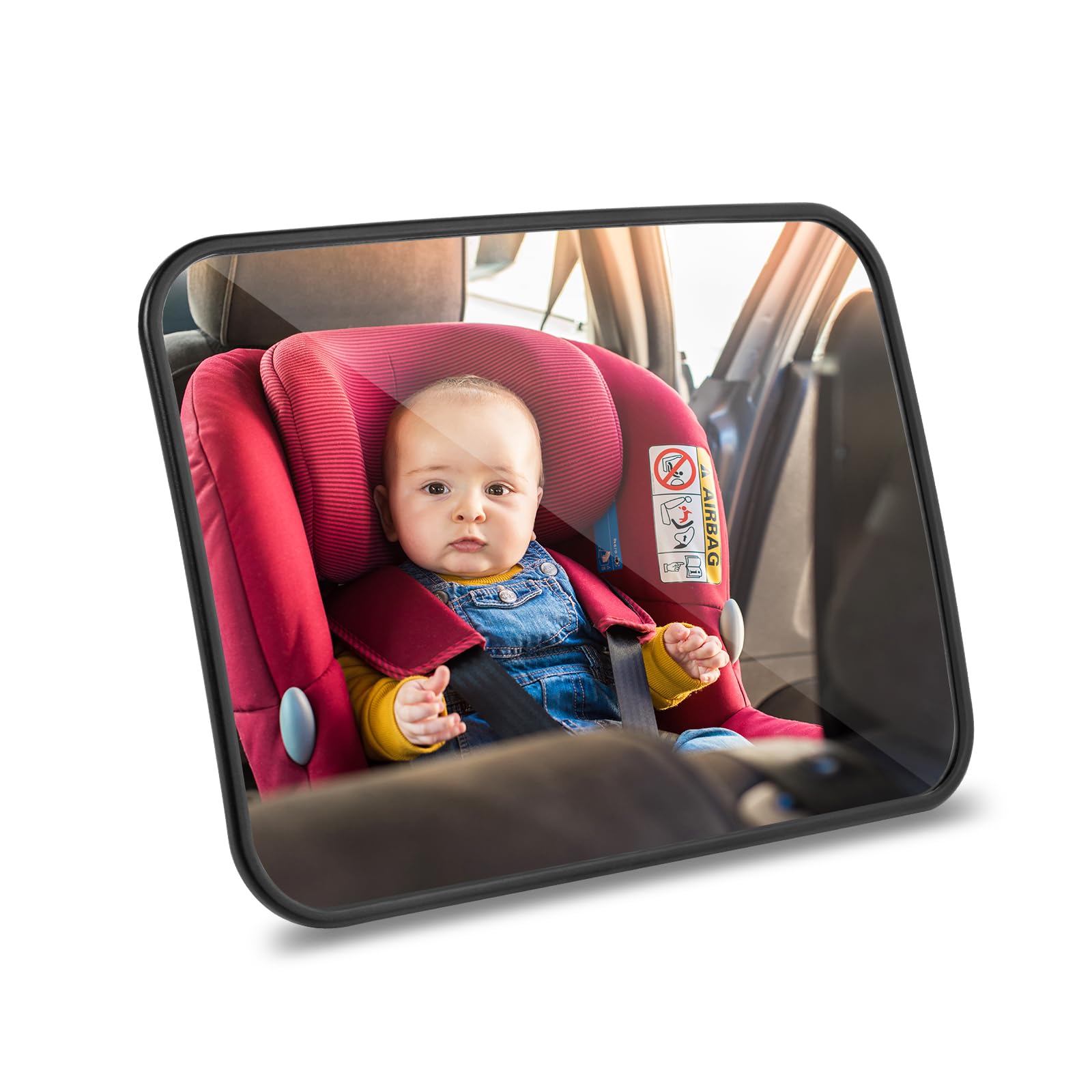 AiQInu Autospiegel für den Rücksitz, Bruchsicherer Rücksitzspiegel, Spiegel Auto schwenkbar für Kindersitz und Babyschale - Schwarz von AiQInu