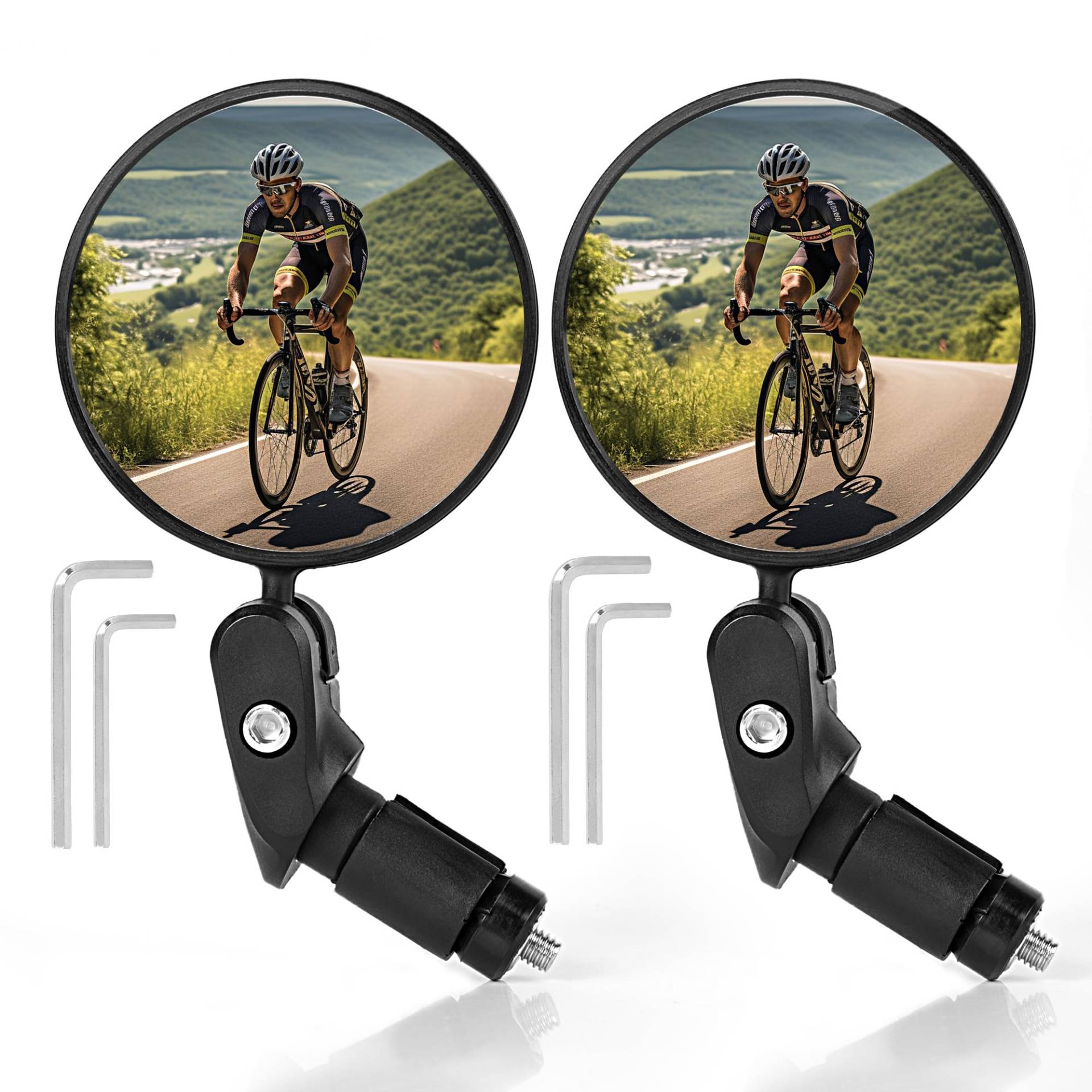 AiQInu Fahrradspiegel, HD Glas konvexe Linse Fahrrad Spiegel für Lenker 18-22 mm, 360° drehbarer Fahrradrückspiegel für Fahrrad, Mountainbike, Rennrad (2 Stück) von AiQInu