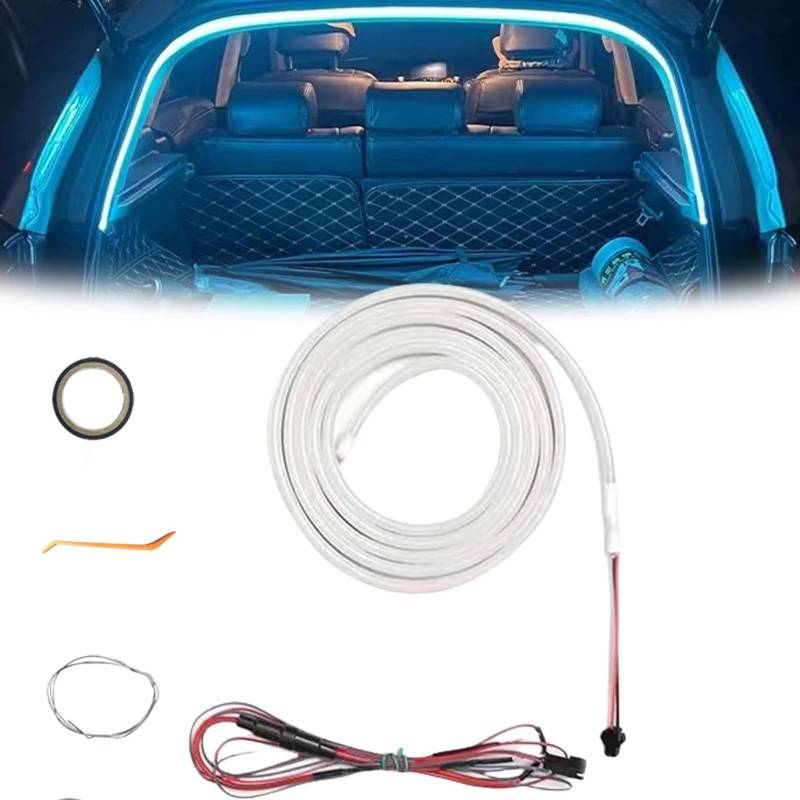 Dynamic Flowing Car Trunk Light Strip, Kofferraum led Streifen, Automatischer Sensor Tail Box Light Strip, Für Auto Kofferraum Innenbeleuchtung Dekoration (eisblau, Halbkreis 2 M-) von AiQiMinHao