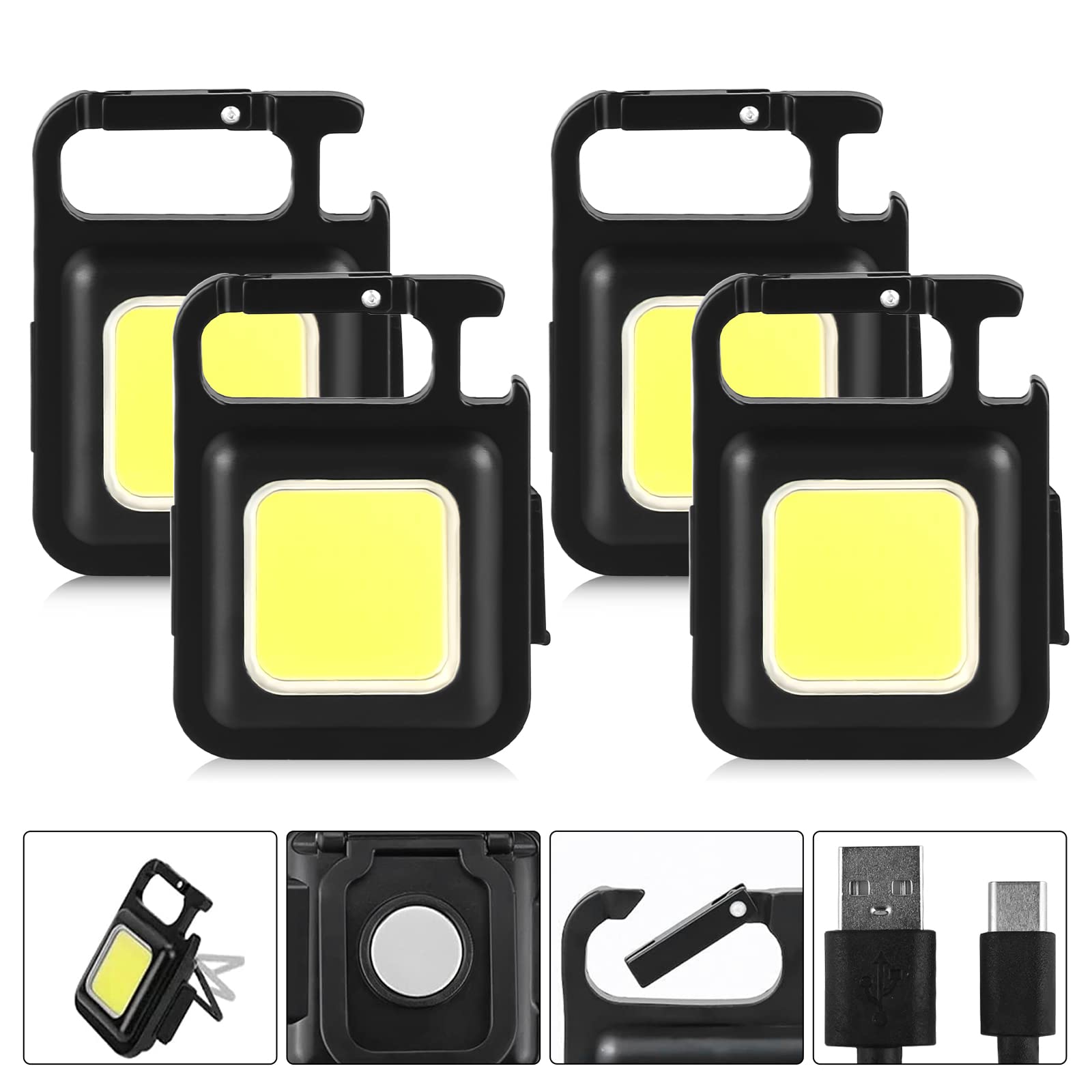 Aicharynic Mini LED Arbeitsleuchte, 4 Stück Inspektionsleuchten Wiederaufladbare Arbeitslampe Tragbare Taschenlampe Wasserdicht Mechaniker Licht für Camping Reparatur Notfall von Aicharynic