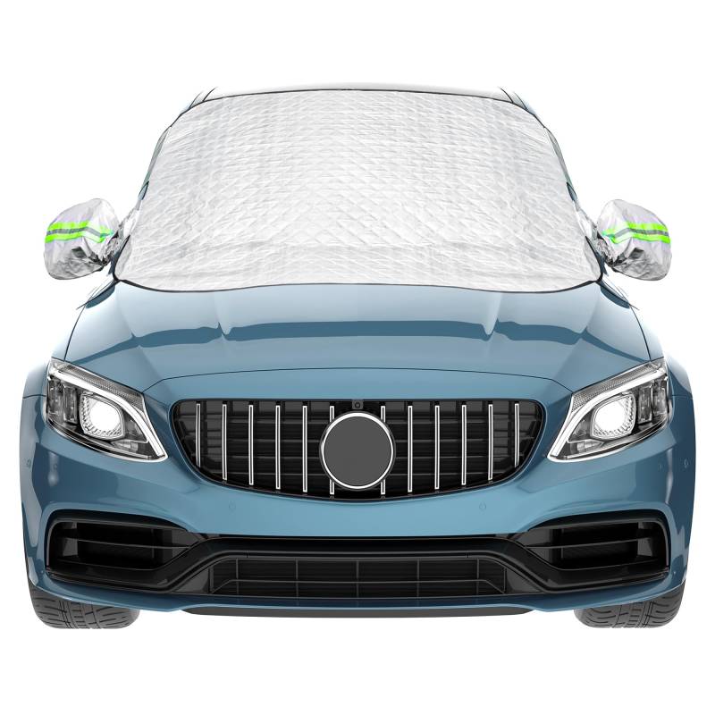 Auto Scheibenabdeckung 157x126cm - Universelle Magnet-Abdeckung für Windschutzscheibe | Sonnen- & Hitzeschutz im Sommer | Auch gegen Staub & Frost | Falbar für alle Fahrzeuge von Aicoimy