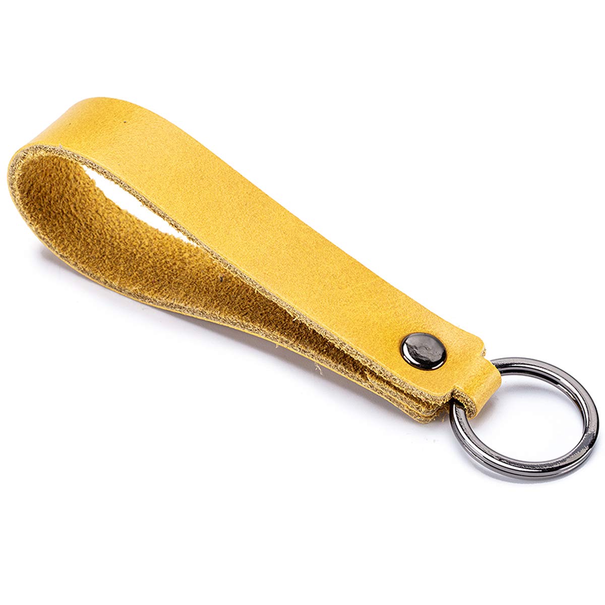Aileder Leder-Autoschlüsselanhänger, Echtlederband, Herrendiener, Schlüsselanhänger, Schlüsselband (gelb) von Aileder