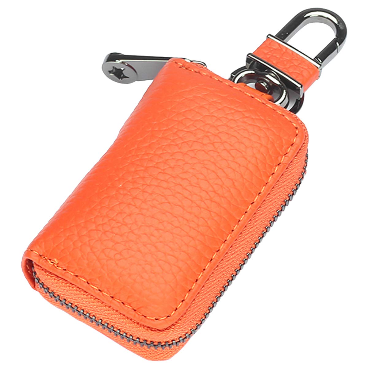 Aileder Schlüsseletui für Autoschlüssel, echtes Leder, mit Reißverschluss, Leder, Orange von Aileder