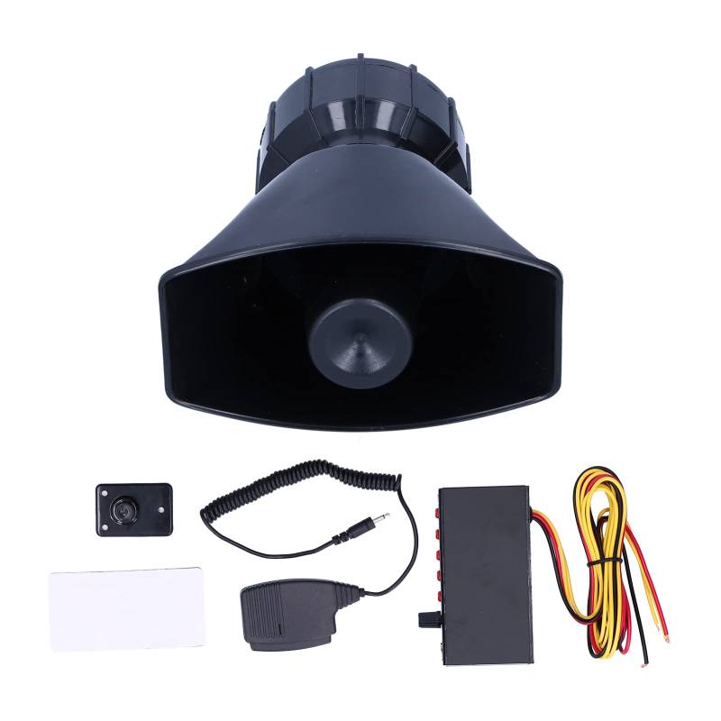 100W 125db Auto Alarm Horn Notfall Warnung 5-Sound Feuer Sirene Megaphon Kit mit Steuer Modul und Montage Zubehör, für 12V DC Strom Versorgung von Ailgely