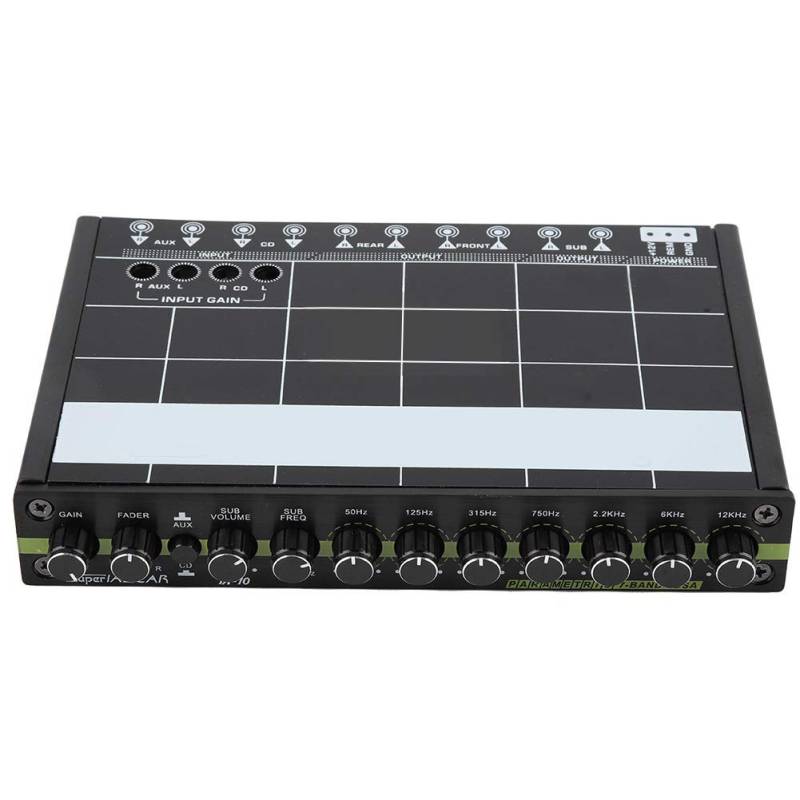 Car Audio Equalizer, 7 Band EQ mit Fader und Master-Lautstärke Regler, Einfach zu Bedienen mit Hintergrund Beleuchtung und mit Gummi überzogenen Knöpfen, Robustes Eisen von Ailgely