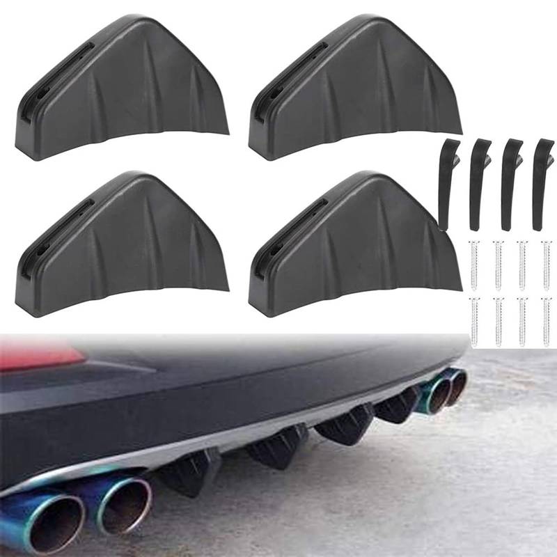 Heckstoßstange Spoiler,Heckstoßstange Diffusor 4 Stück Spoiler Splitter Diffusor Finnen Auto Spoilir Splitter Zubehör Für Heckspoiler Spoiler,Schwarz von Aimisite