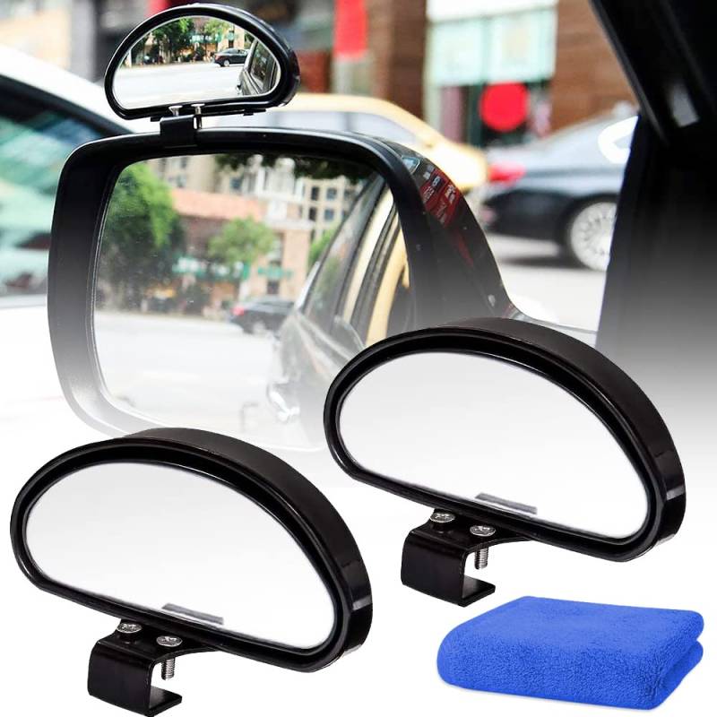 Toter Winkel Spiegel, 2PCS Wide Angle Mirror Car Safety Auxiliary Seitenspiegel mit Handtuch für Auto LKW Verkehr von Aimisite