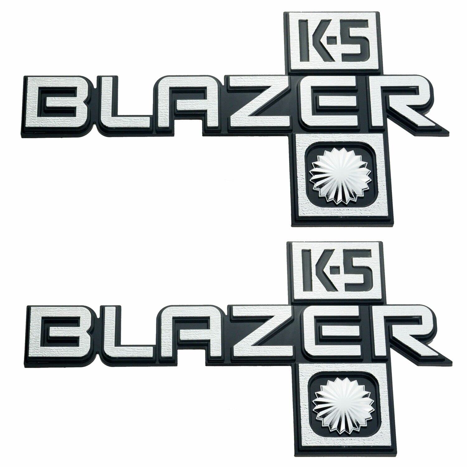 Set von 2 K5 Blazer Front Fender Emblem 3D Logo Badge Ersatz für 1981-1987 Blazer Truck Modelle 14051844 (Silber Schwarz) von Aimoll