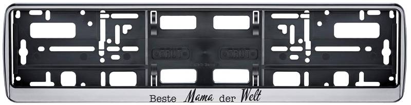 Auto Kennzeichenhalter in der Farbe Silber/Schwarz Nummernschildhalterung Auto, Nummernschildhalter lustige Sprüche Zitate Beste Mama 2 Stück von Aina