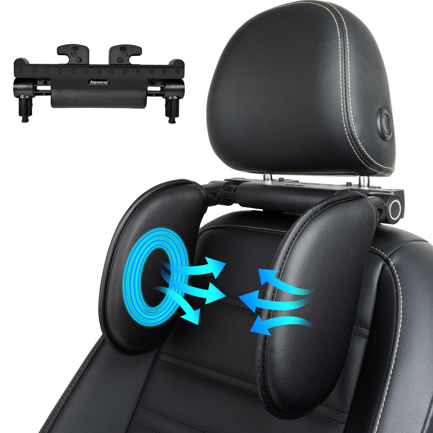 Aipwerer Kopfstütze Auto, Weichem Gedächtnisschaum,Einziehbare Abnehmbare Nackenstütze Autositz Seitliches Kopfstützkissen für Kinder Erwachsene, zum Schlafen (Schwarz, A10 PU) Aipwerer Kopfstütze Auto, Weichem Gedächtnisschaum,Einziehbare Abnehmbare Nackenstütze Autositz Seitliches Kopfstützkissen für Kinder Erwachsene, zum Schlafen (Schwarz, A10 PU) von Aipwerer