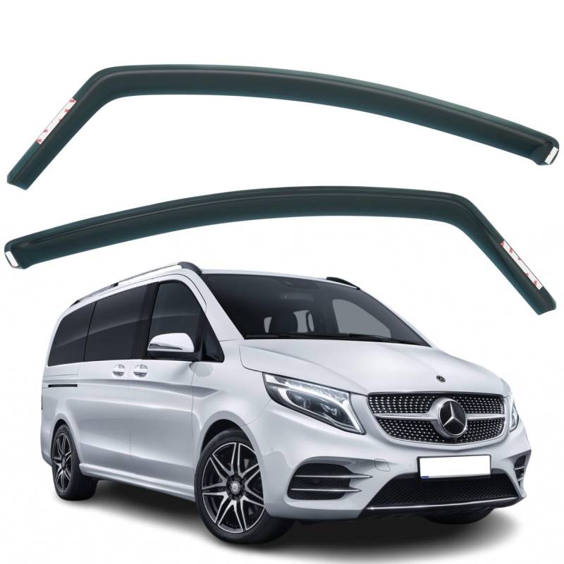 2 Stück Windabweiser kompatibel mit MERCEDES-BENZ V-Klasse, VITO, Marco Polo W447 2014 2015 2016 2017 2018 2019 2020 2021 2022 2023 2024 Modelle von AirFlux