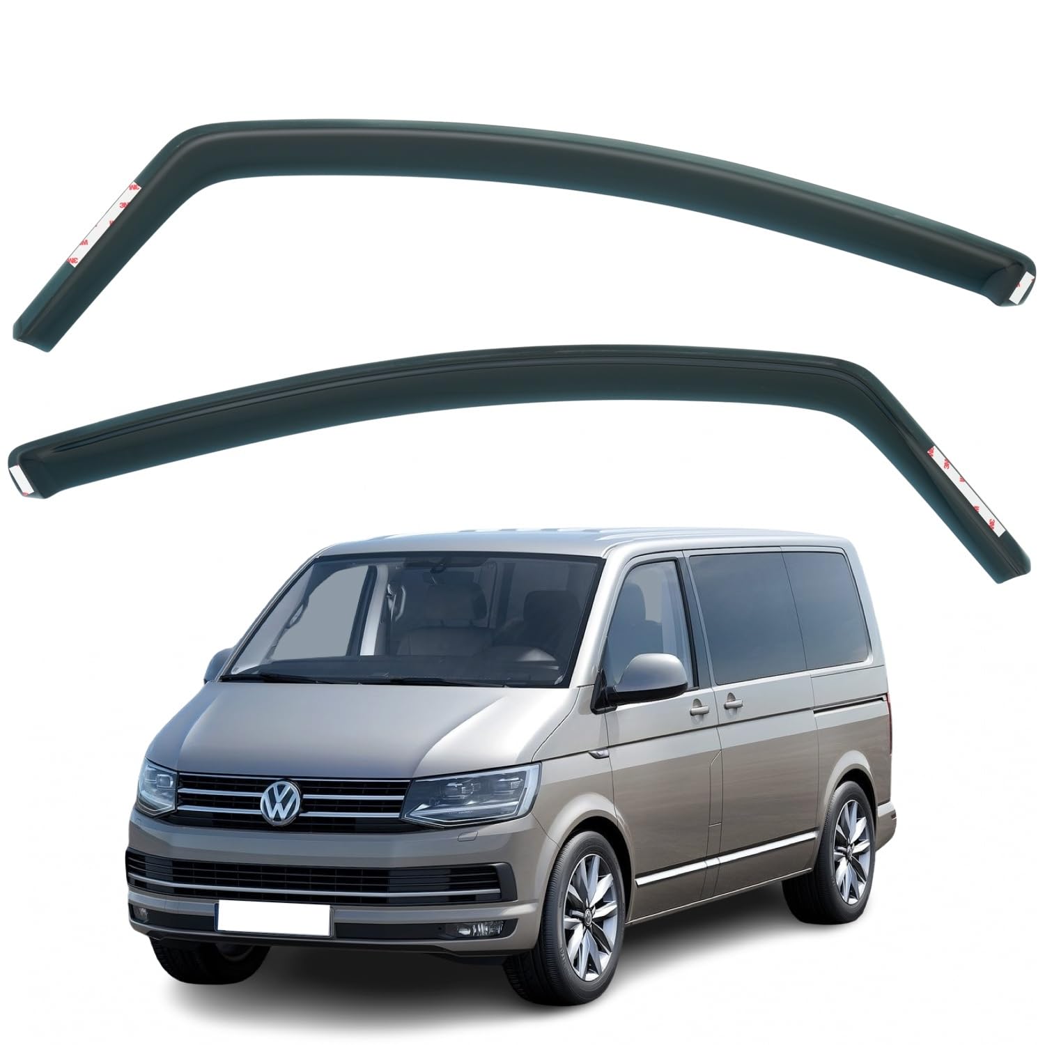 2 Stück Windabweiser kompatibel mit VW TRANSPORTER T5 T6 T6.1 2004 2005 2006 2007 2008 2009 2010 2011 2012 2013 2014 2015 2016 2017 2018 Modelle 2019 2020 2021 2022 2023 2024 von AirFlux