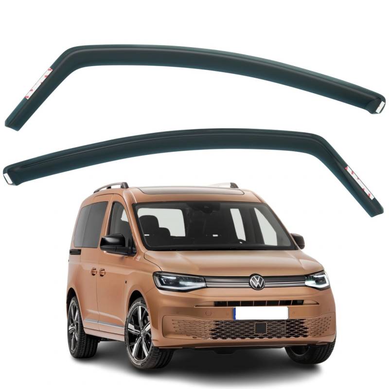 AirFlux Set mit 2 Windabweisern, kompatibel mit Volkswagen Caddy 2021, 2022, 2023, 2024, 2025, 2026. von AirFlux