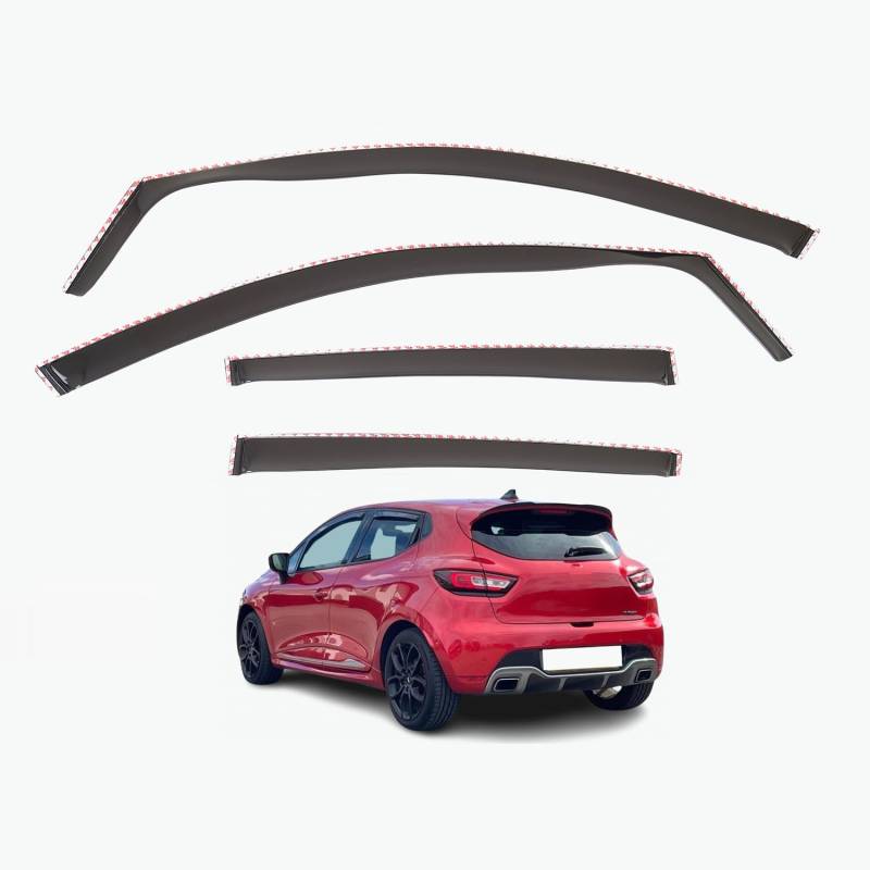AirFlux Set mit 4 Windabweisern, kompatibel mit Renault Clio MK4 5-Türer Schrägheck 2013 2014 2015 2016 2017 2018 2019 von AirFlux