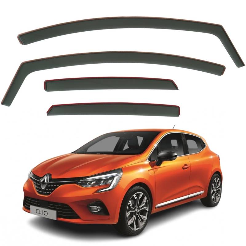 AirFlux Set mit 4 Windabweisern, kompatibel mit Renault Clio MK5 5-Türer Schrägheck 2020 2021 2022 2023 2024 2025 Modelle von AirFlux