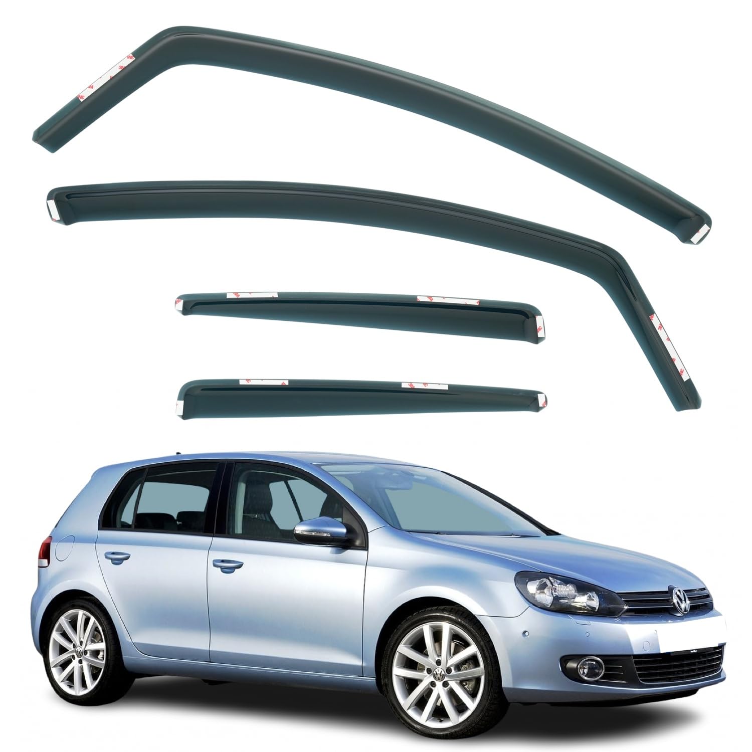 AirFlux Set mit 4 Windabweisern, kompatibel mit Volkswagen Golf 6 5-Türer Schrägheck 2009 2010 2011 2012 Modelle. von AirFlux